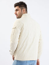 Men Jacket Beige Straight Fit