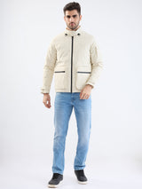 Men Jacket Beige Straight Fit