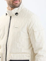 Men Jacket Beige Straight Fit