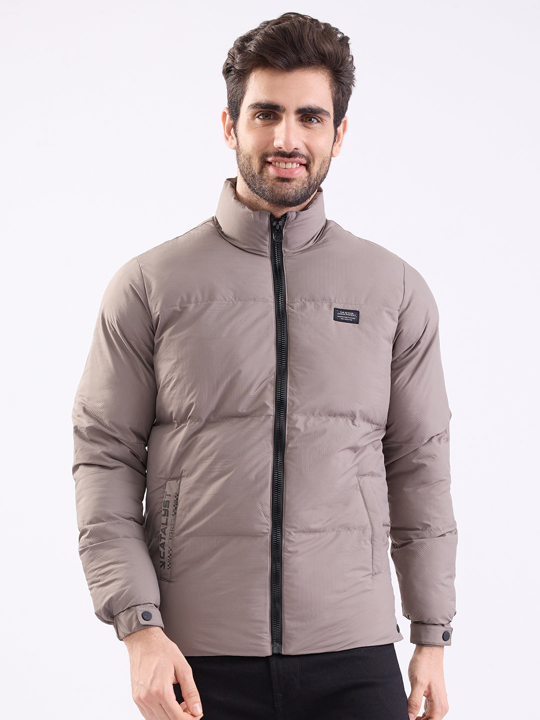 Men Jacket Grey Straight Fit