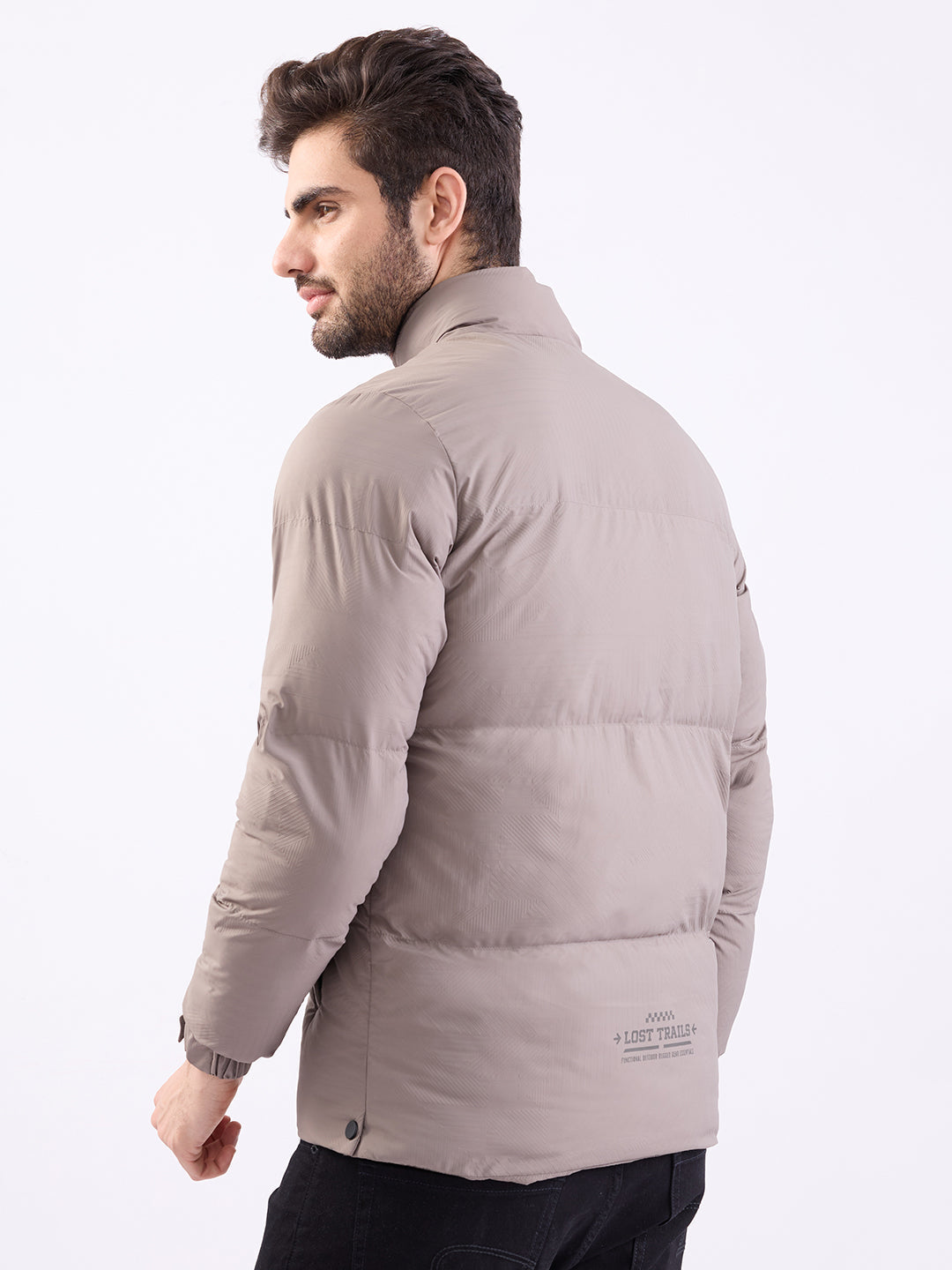 Men Jacket Grey Straight Fit