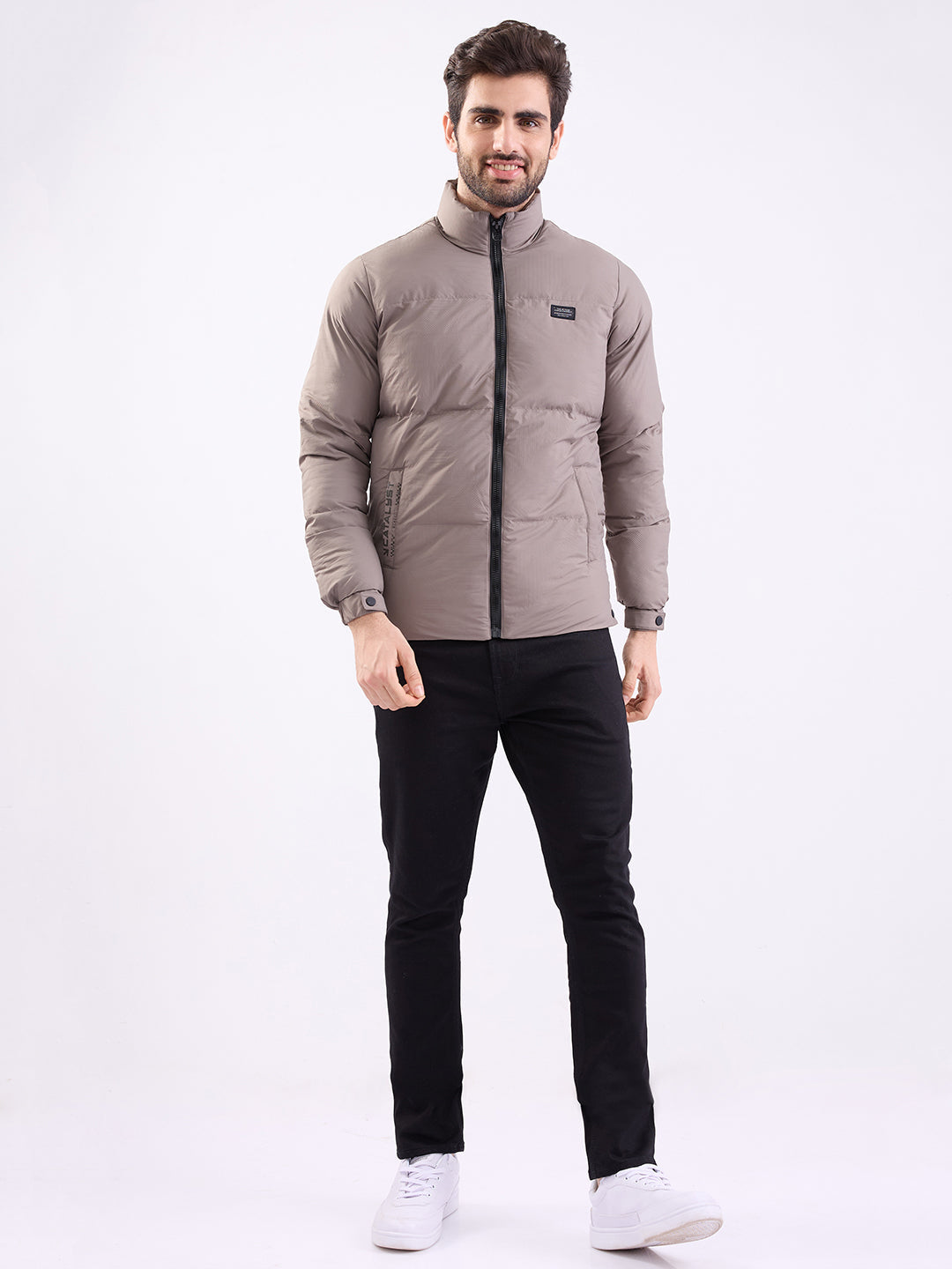 Spykar Fossil Grey Straight Fit Casual Jackets For Men