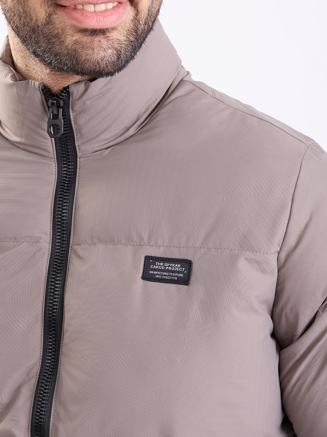 Spykar Fossil Grey Straight Fit Casual Jackets For Men