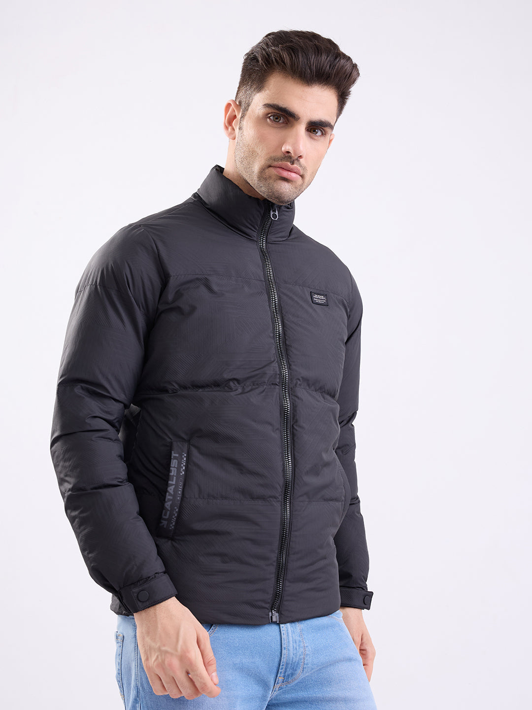 Men Jacket Black Straight Fit