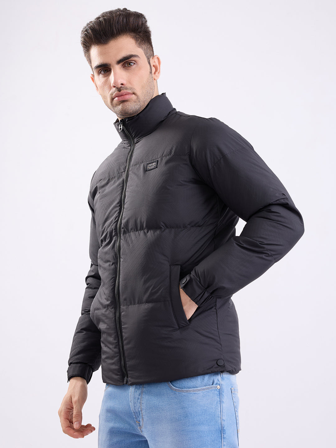 Spykar Jet Black Straight Fit Casual Jackets For Men