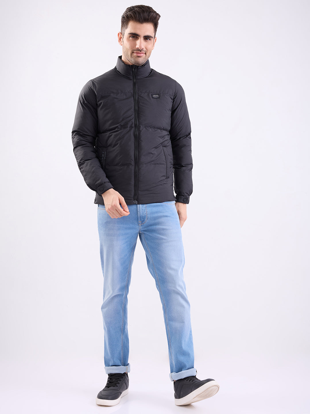 Spykar Jet Black Straight Fit Casual Jackets For Men