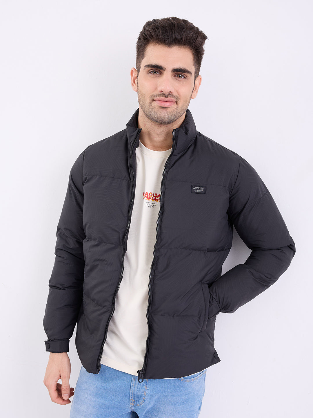 Spykar Jet Black Straight Fit Casual Jackets For Men