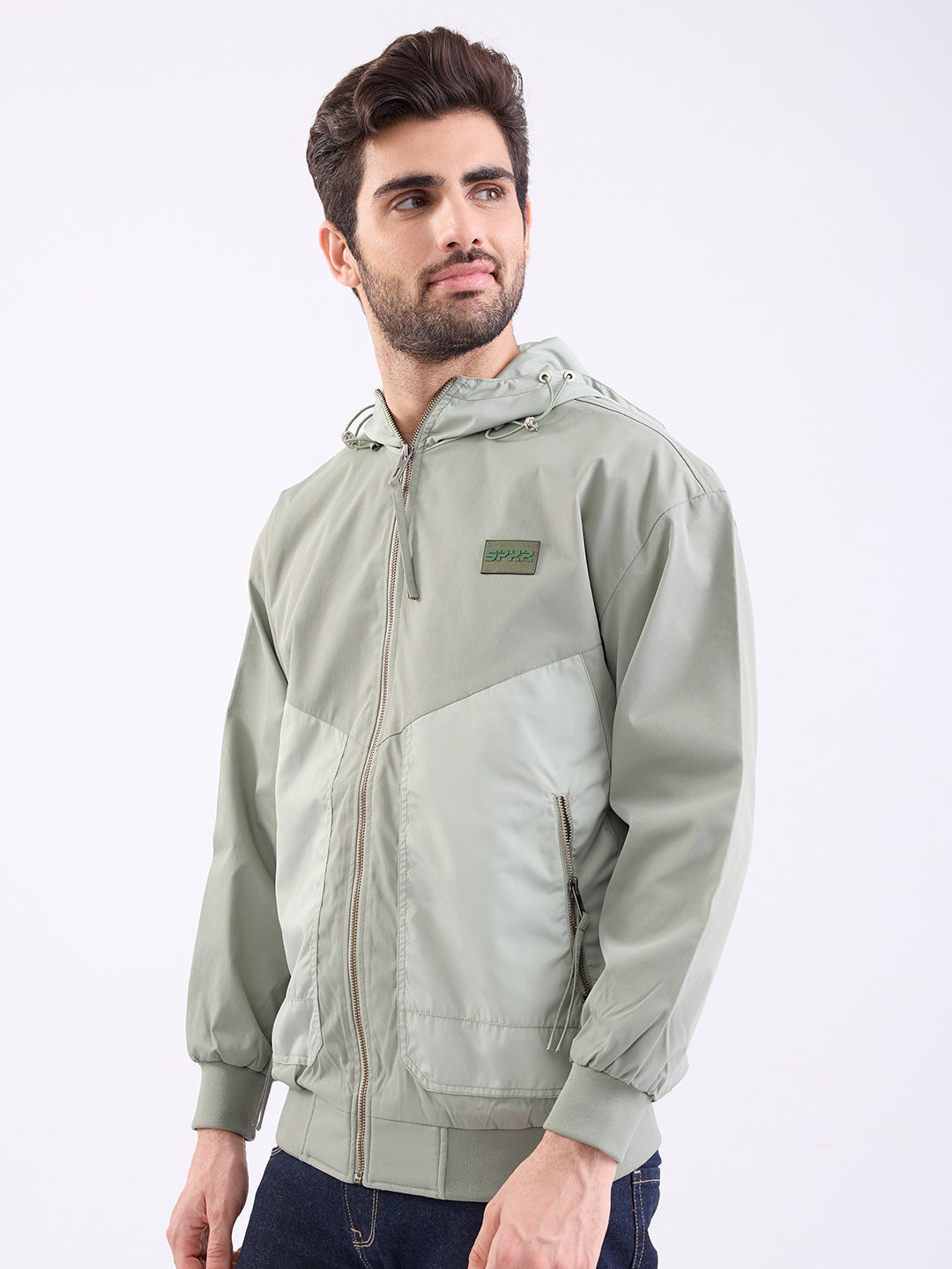 Spykar Moss Green Straight Fit Casual Jackets For Men