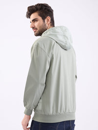 Men Jacket Green Straight Fit