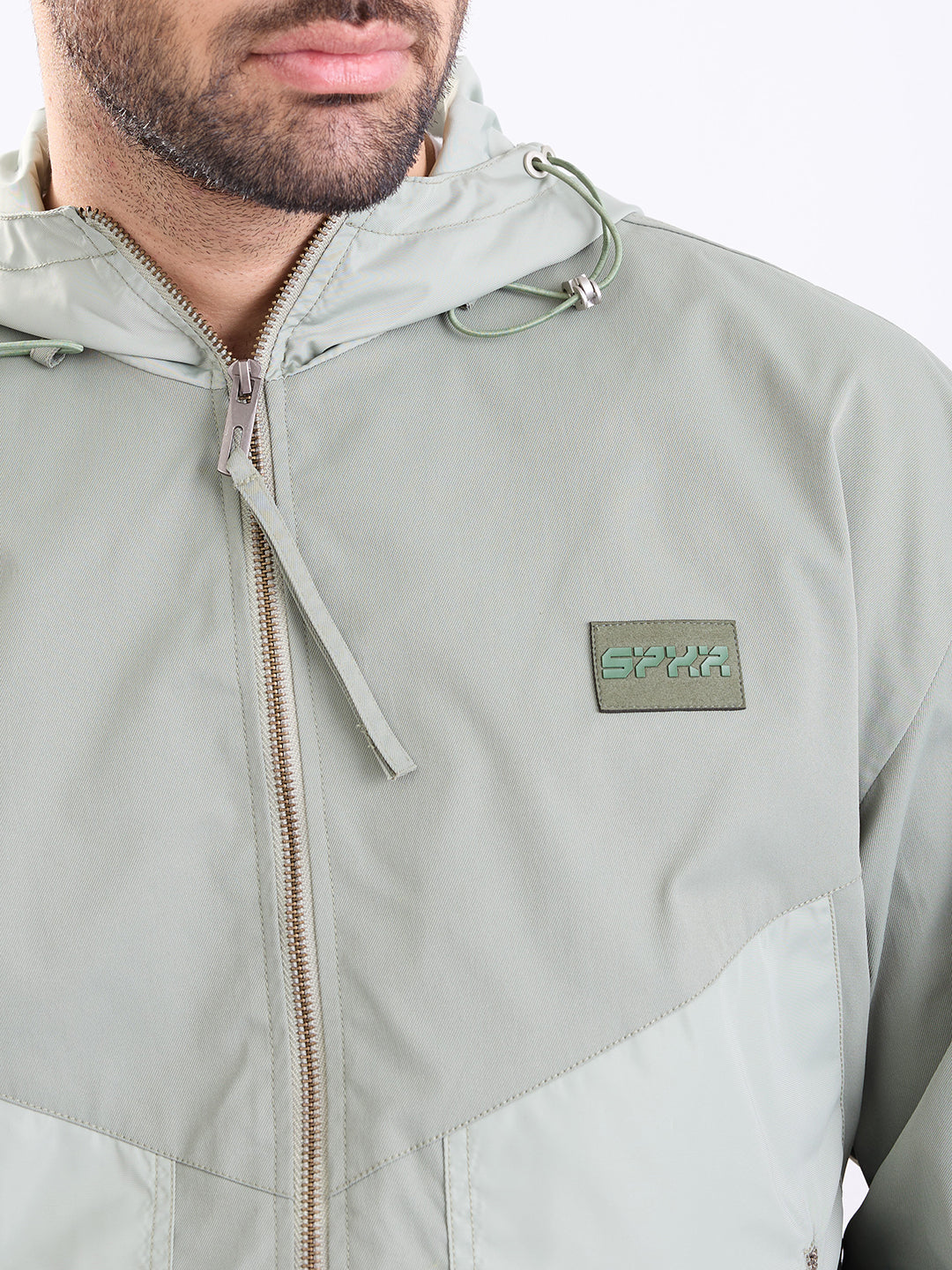 Men Jacket Green Straight Fit