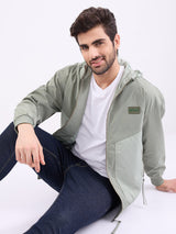 Men Jacket Green Straight Fit