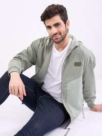 Men Jacket Green Straight Fit