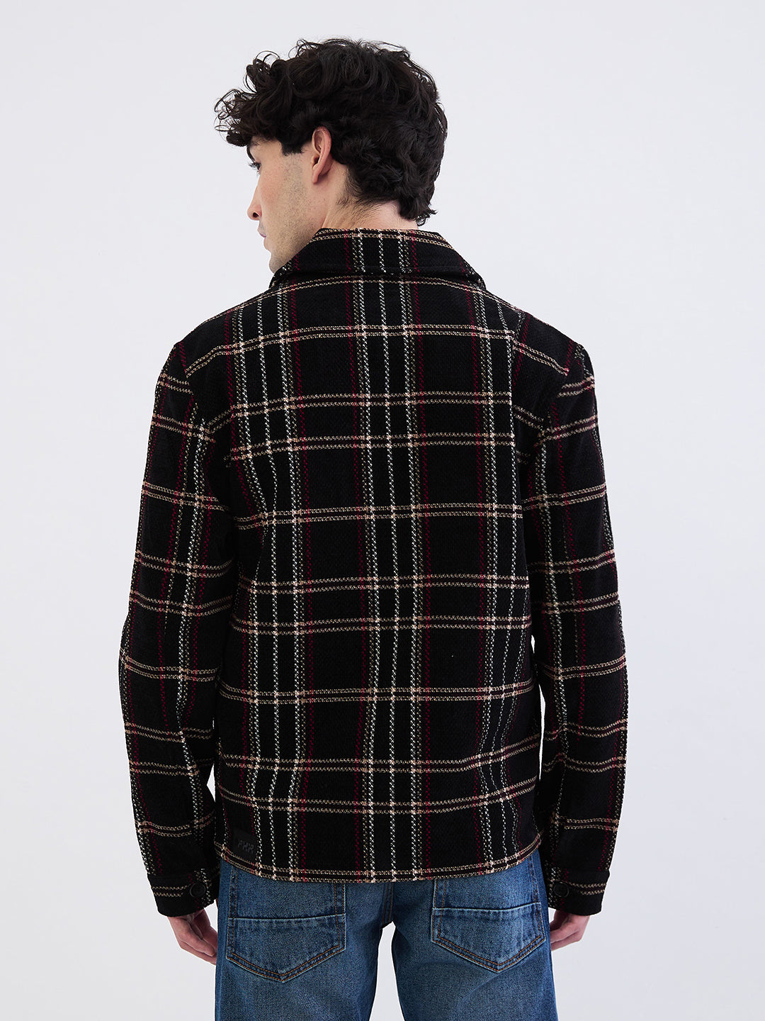 Men Jacket Black Straight Fit