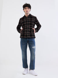Men Jacket Black Straight Fit