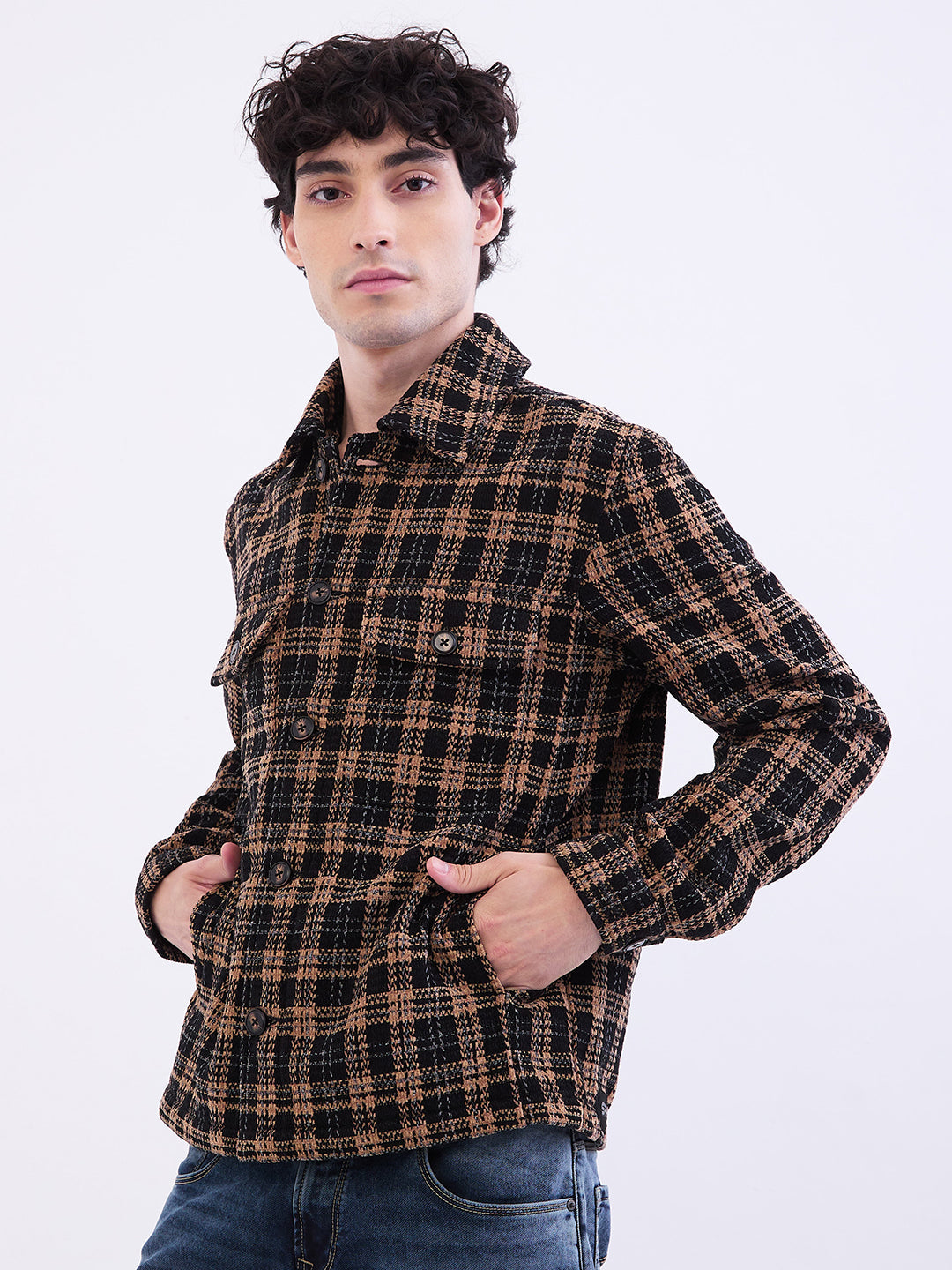 Spykar Jet Black Straight Fit Casual Jackets For Men