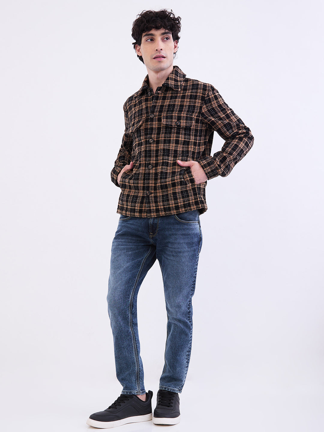 Men Jacket Black Straight Fit