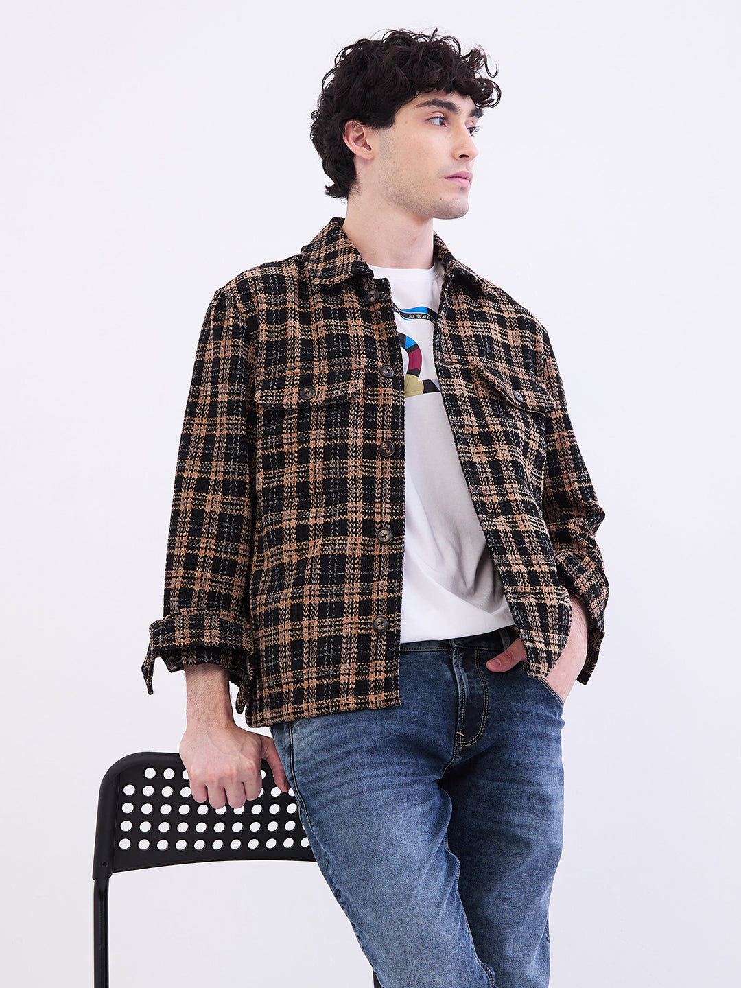 Spykar Jet Black Straight Fit Casual Jackets For Men