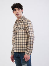Men Jacket Beige Straight Fit