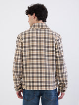 Men Jacket Beige Straight Fit