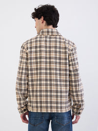 Men Jacket Beige Straight Fit