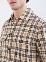 Men Jacket Beige Straight Fit