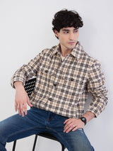 Men Jacket Beige Straight Fit