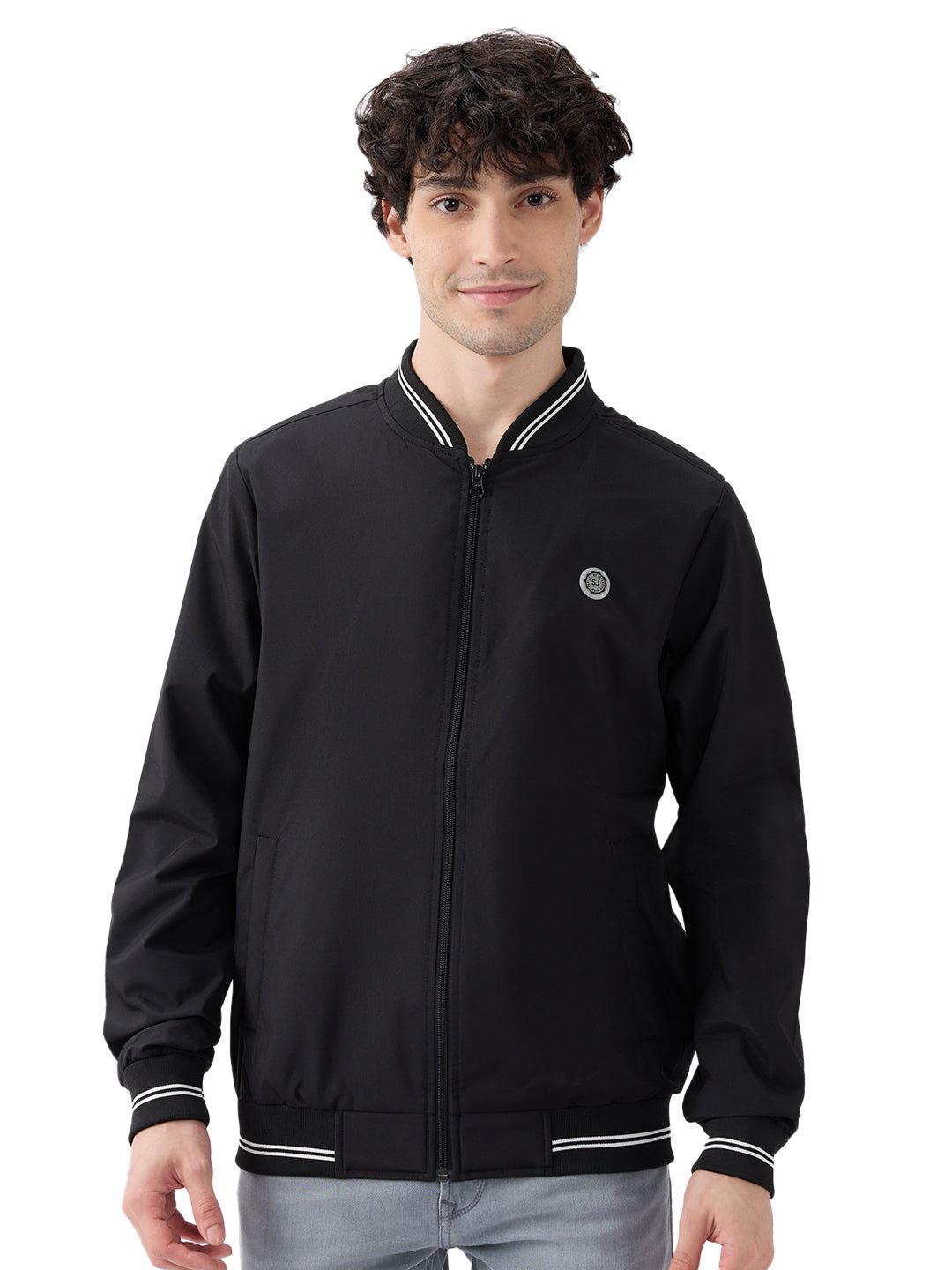 Spykar Solid Black Straight Fit Jackets For Men