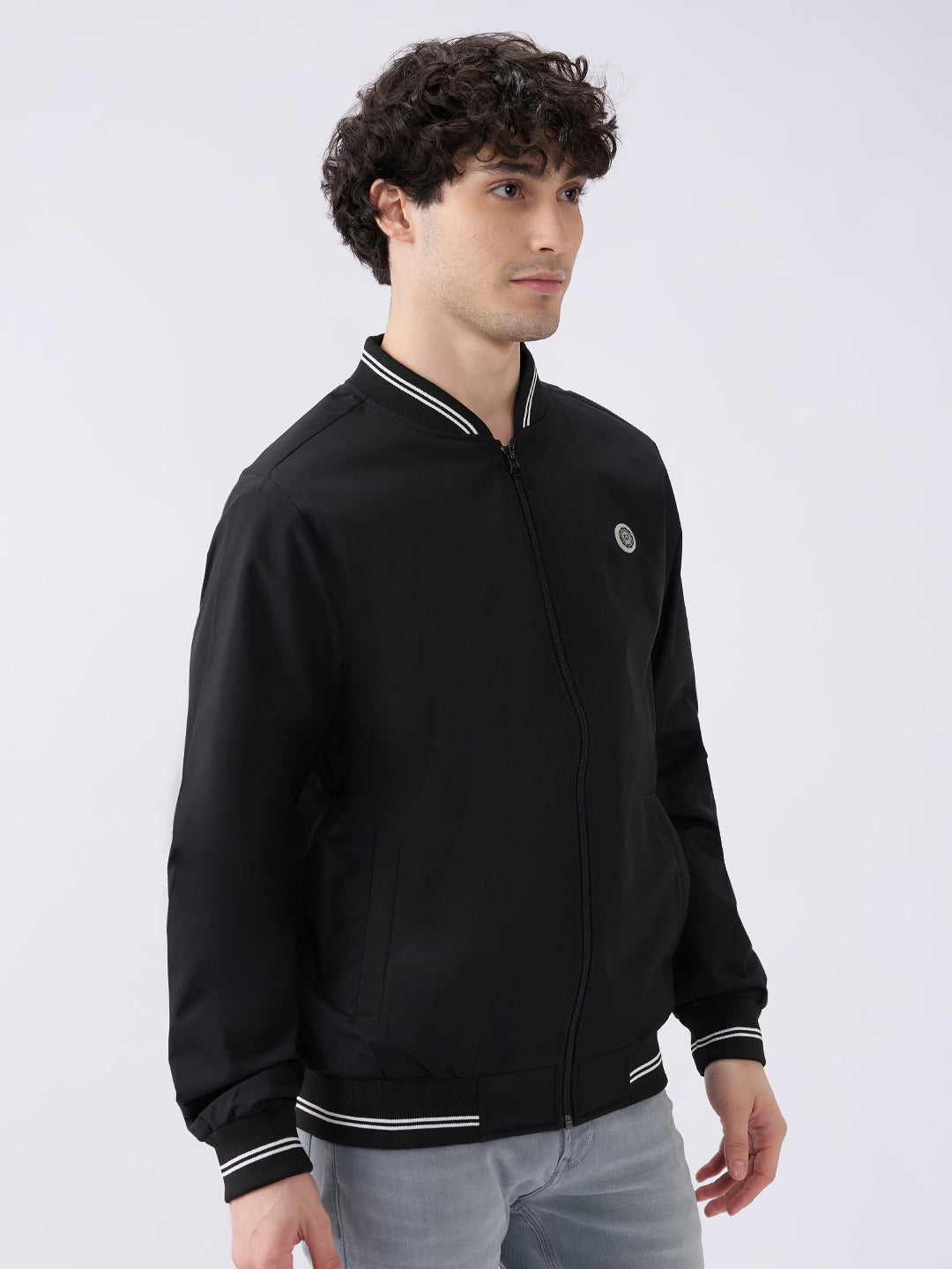 Spykar Solid Black Straight Fit Jackets For Men