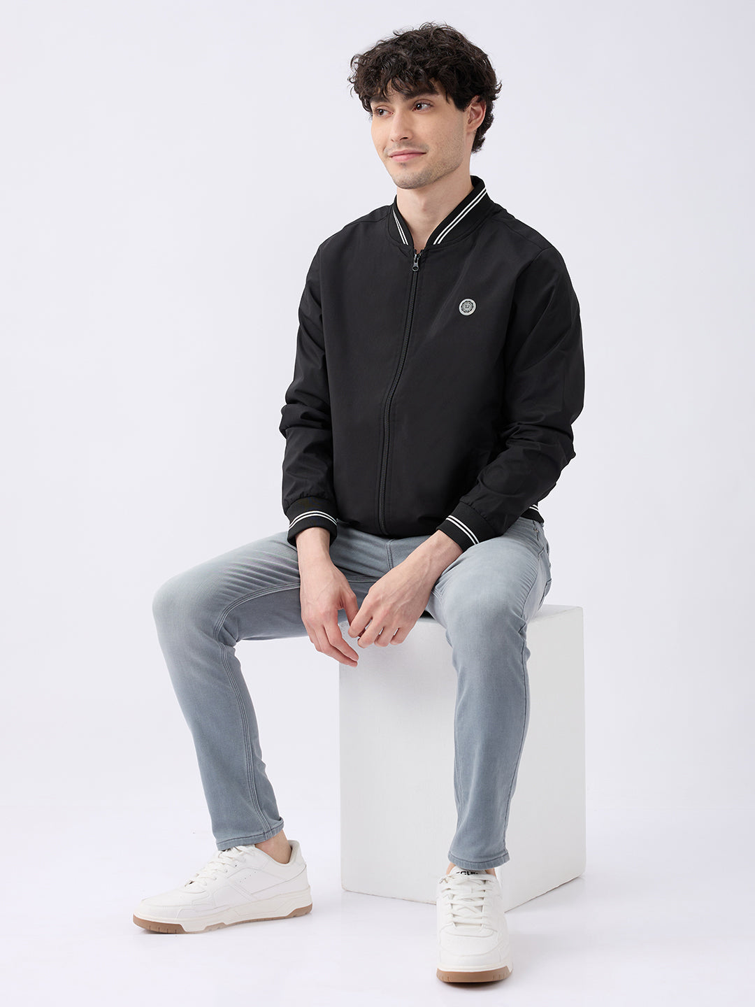 Spykar Solid Black Straight Fit Jackets For Men