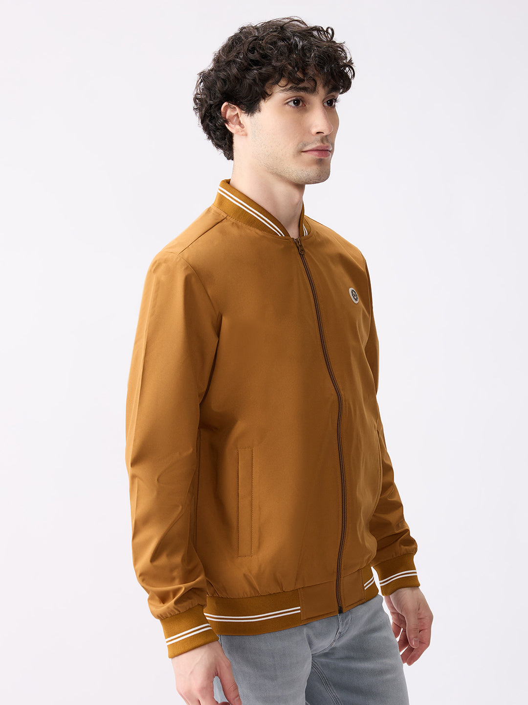 Spykar Solid Mustard Yellow Straight Fit Jackets For Men