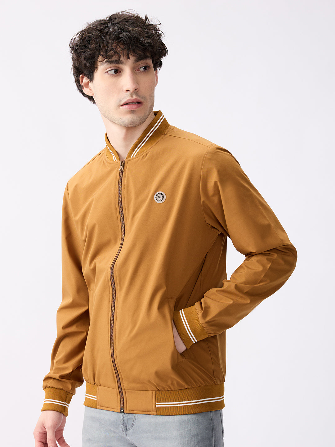 Spykar Solid Mustard Yellow Straight Fit Jackets For Men