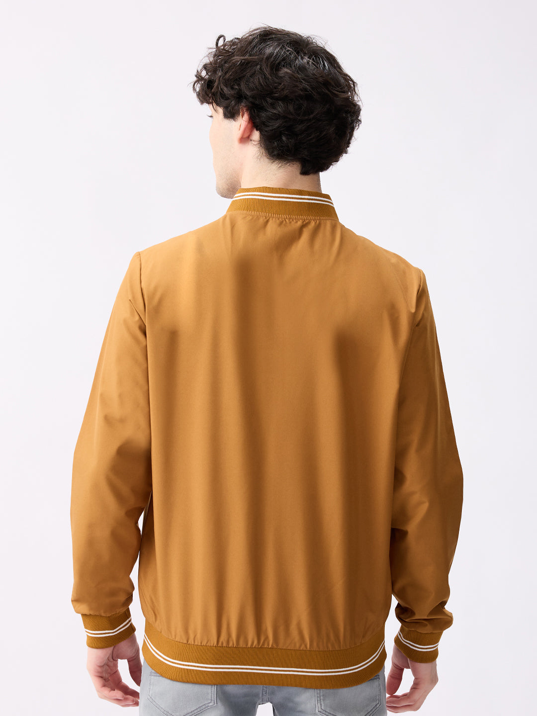 Spykar Solid Mustard Yellow Straight Fit Jackets For Men