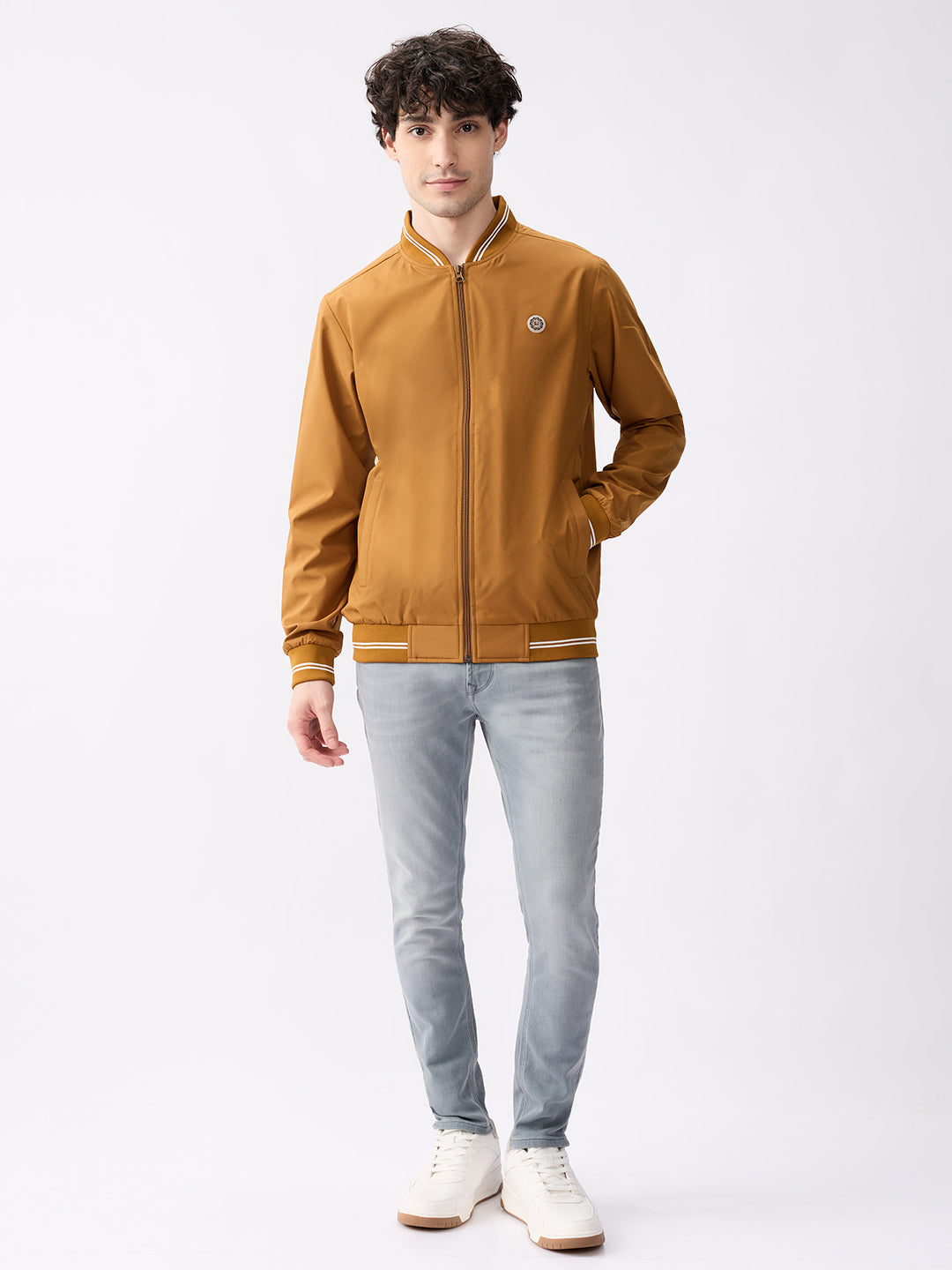 Spykar Solid Mustard Yellow Straight Fit Jackets For Men