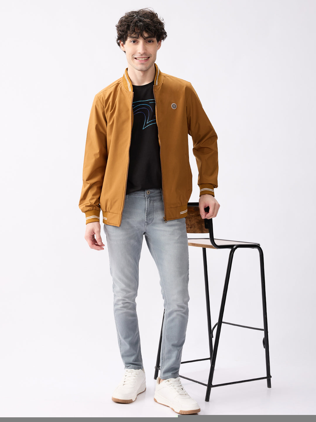 Spykar Solid Mustard Yellow Straight Fit Jackets For Men