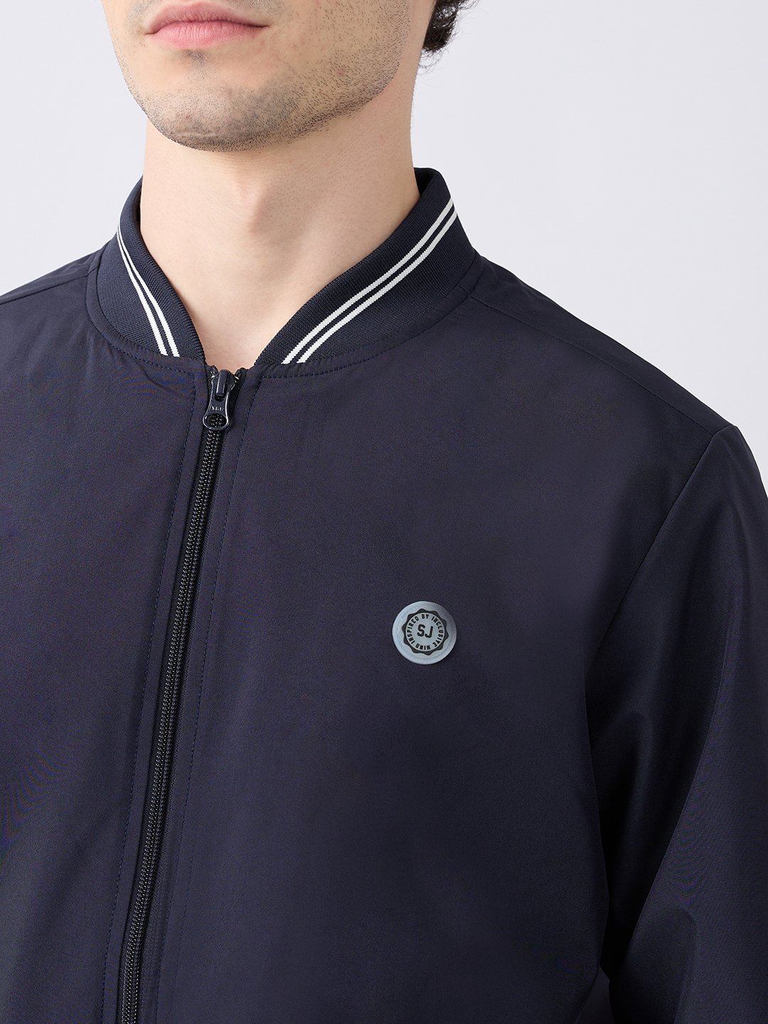 Spykar Solid Navy Blue Straight Fit Jackets For Men