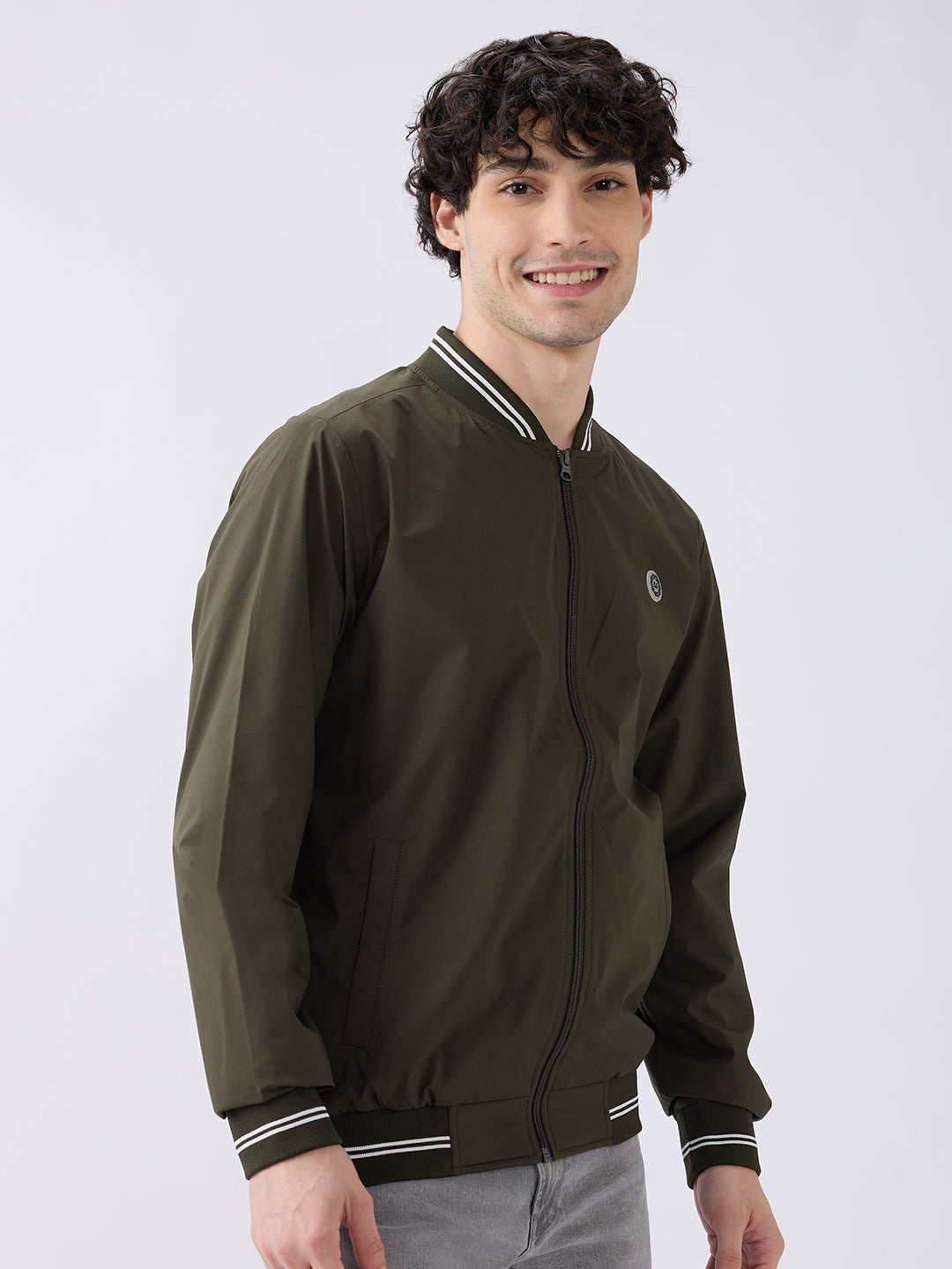Spykar Solid Olive Green Straight Fit Jackets For Men