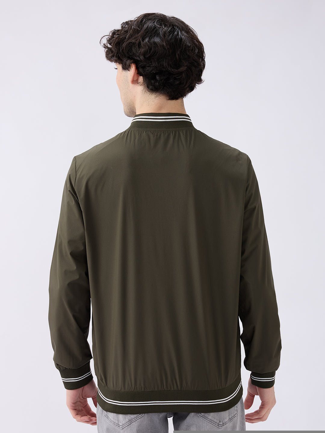 Spykar Solid Olive Green Straight Fit Jackets For Men