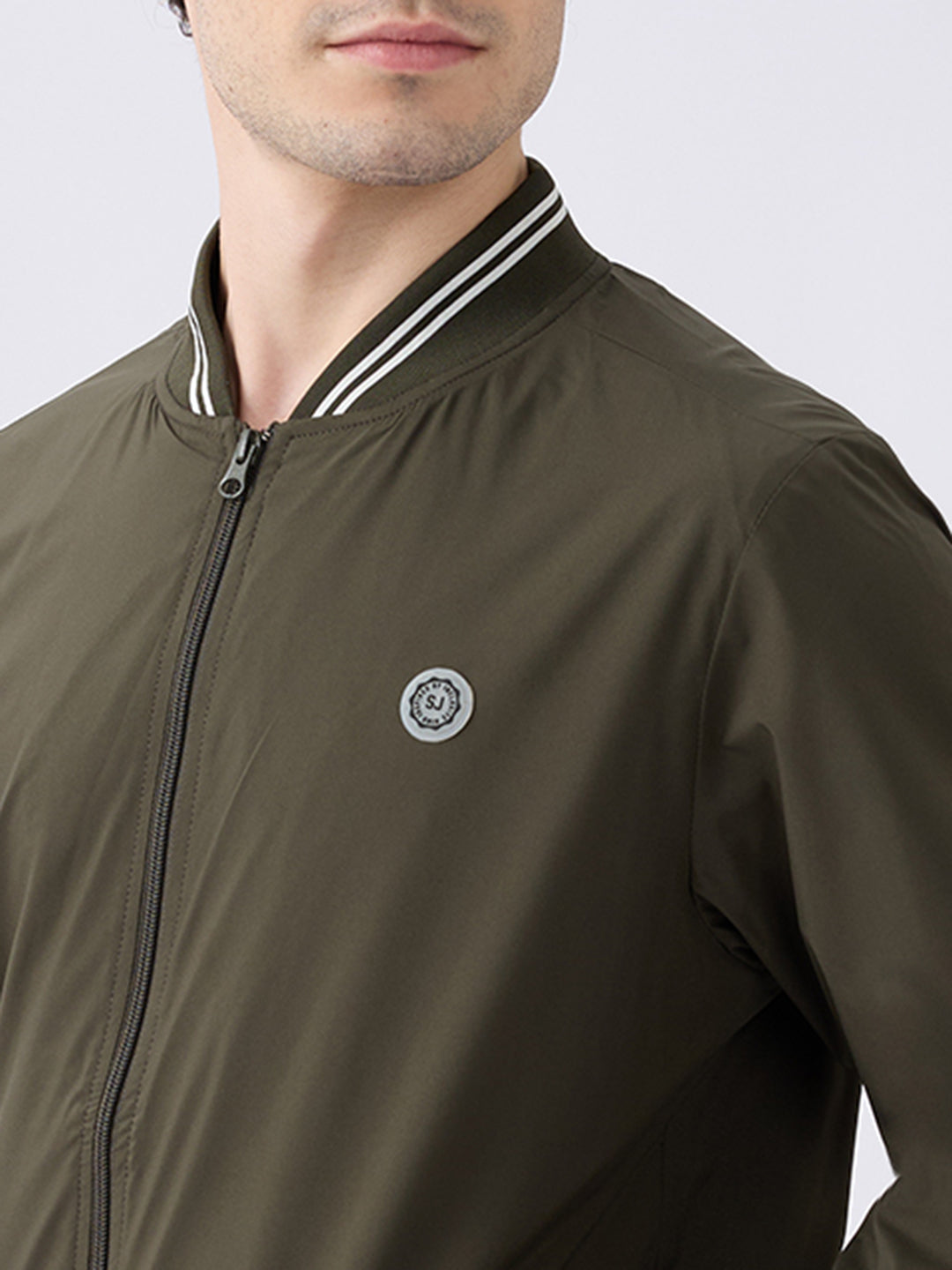 Spykar Solid Olive Green Straight Fit Jackets For Men