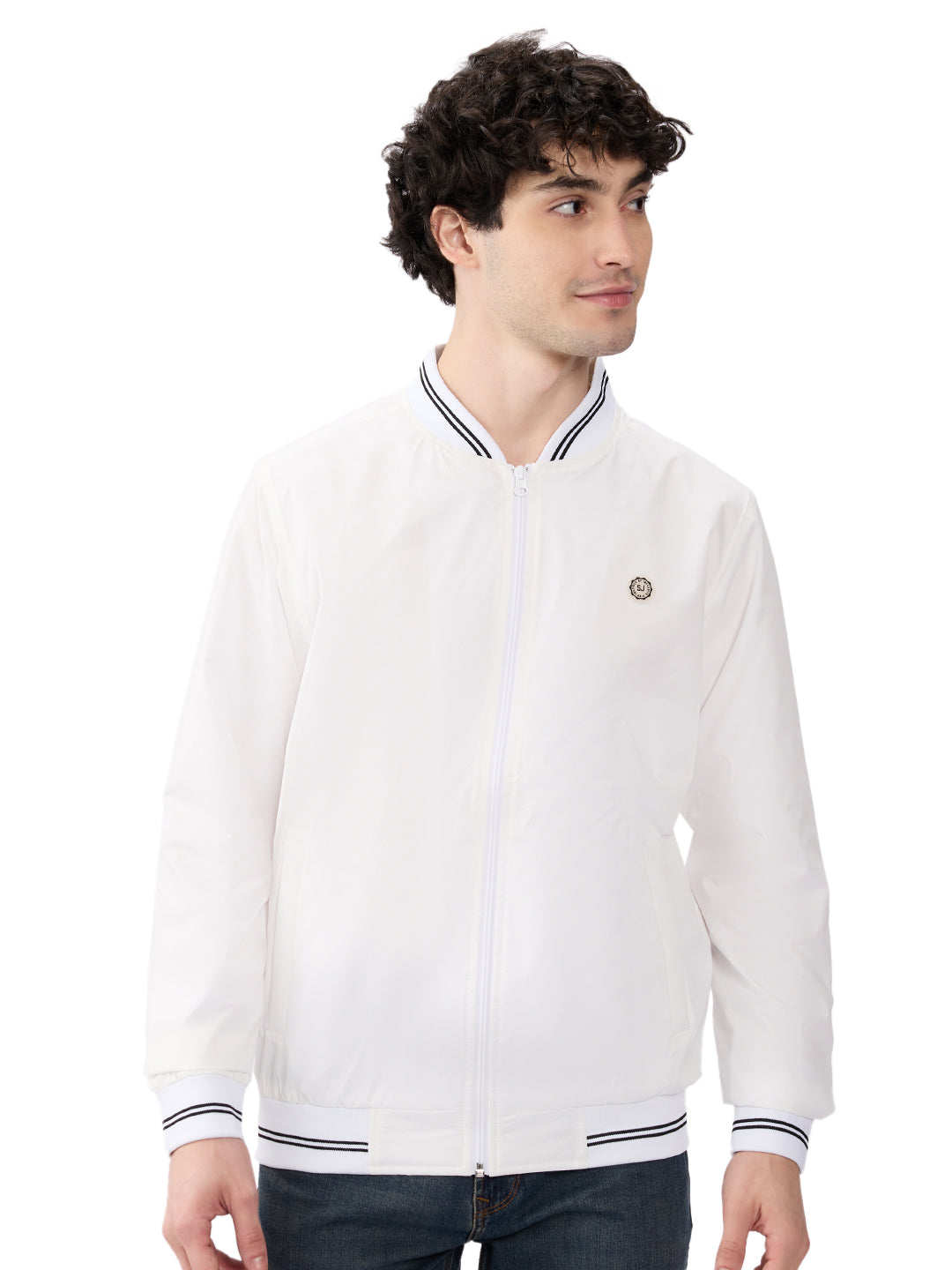 Spykar Solid White Straight Fit Jackets For Men