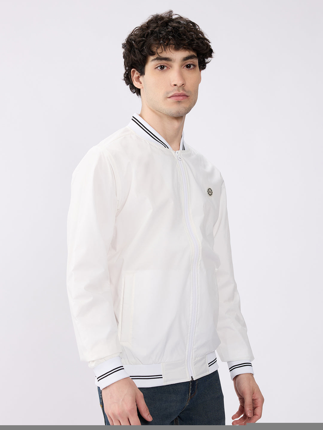 Spykar Solid White Straight Fit Jackets For Men