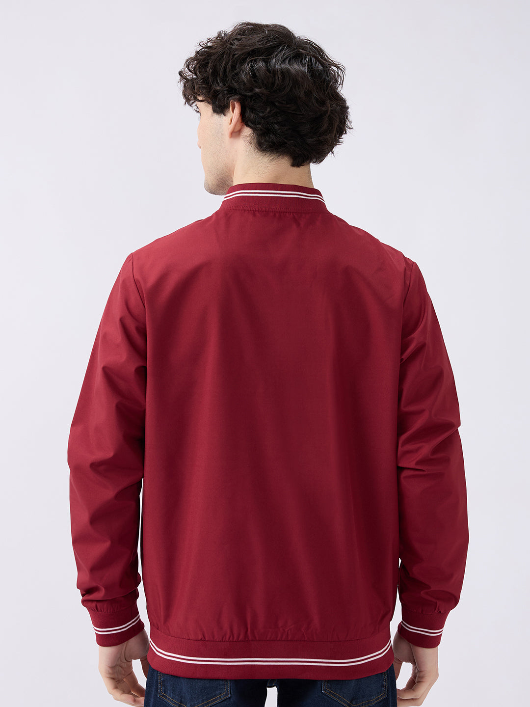 Spykar Solid Wine Red Straight Fit Jackets For Men