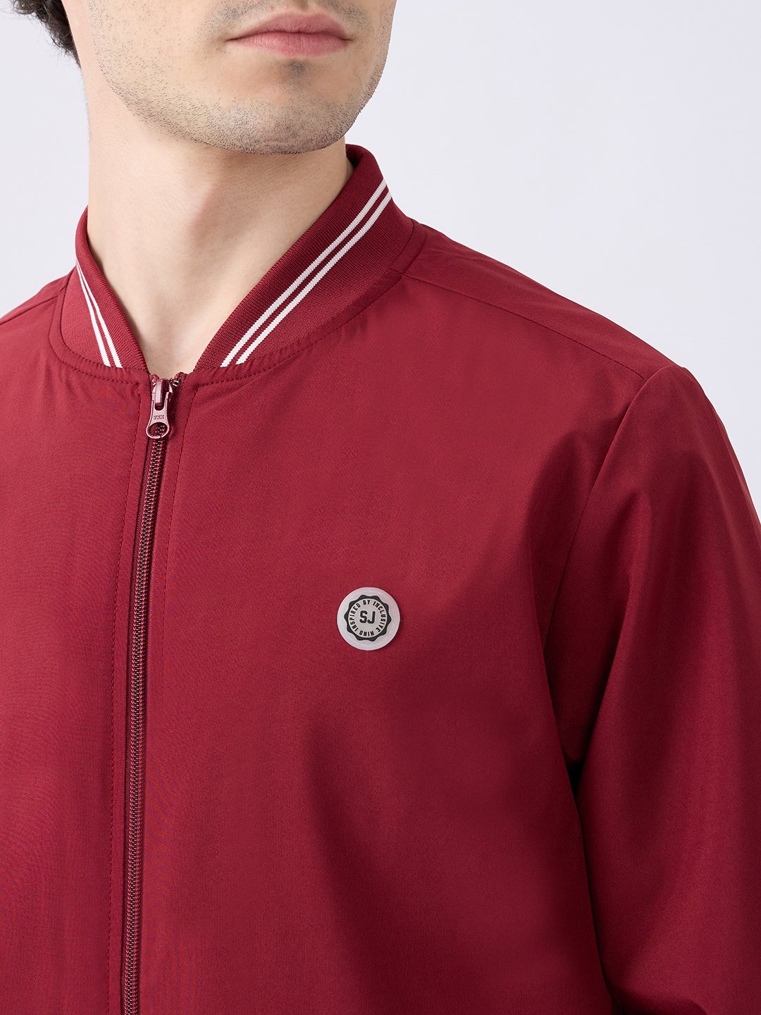 Spykar Solid Wine Red Straight Fit Jackets For Men