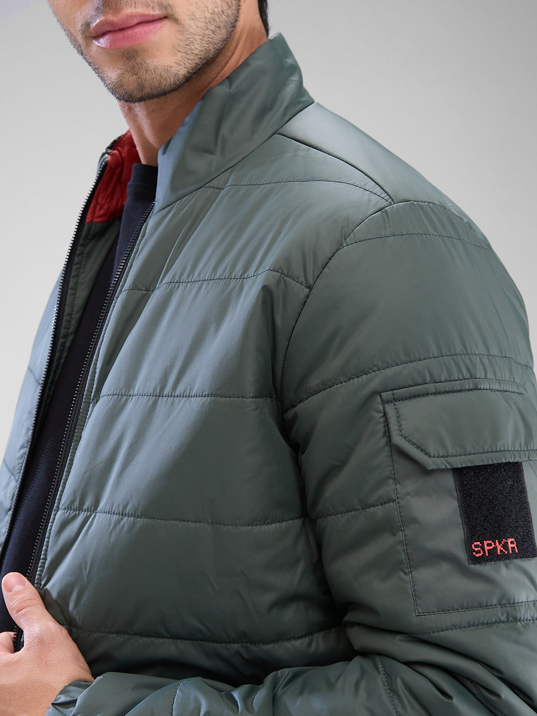 Spykar Bottle Green Polyester Full Sleeve Jacket For Men