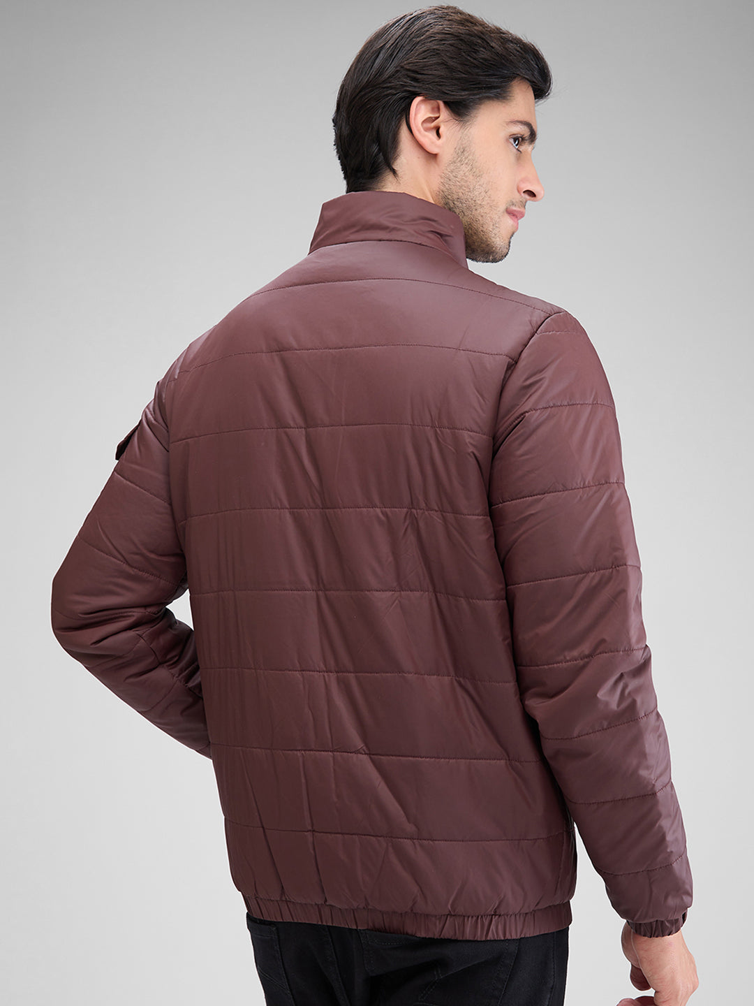 Spykar Deep Wine Red Polyester Full Sleeve Jacket For Men