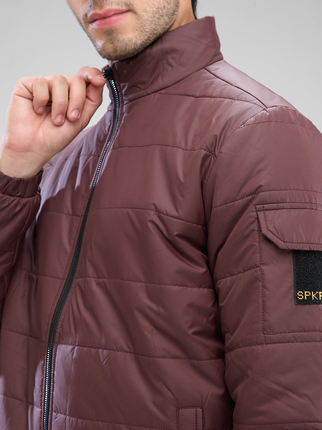 Spykar Deep Wine Red Polyester Full Sleeve Jacket For Men