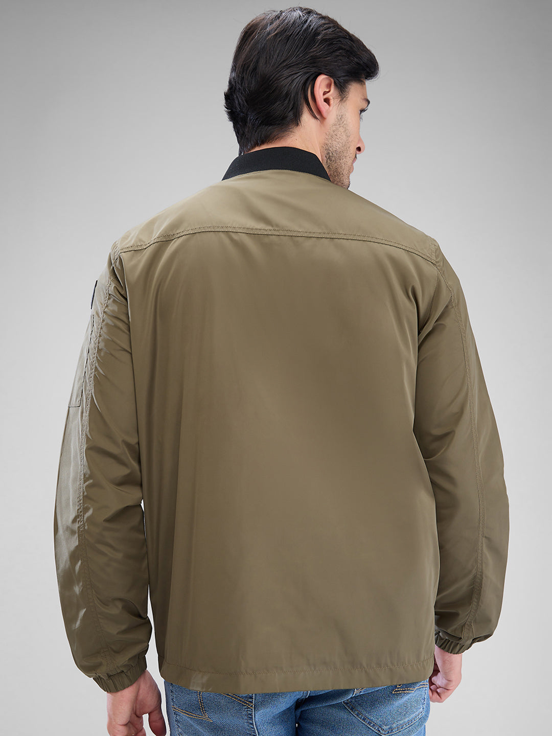 Spykar Olive Green Polyester Full Sleeve Jacket For Men