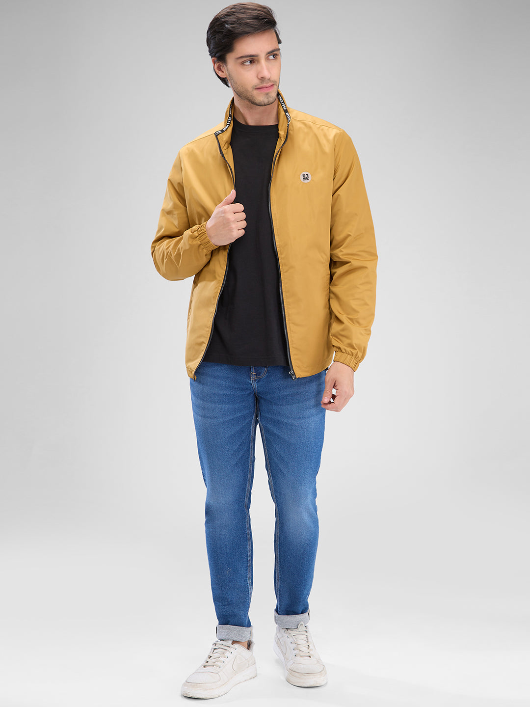 Spykar Mustard Yellow Polyester Full Sleeve Jacket For Men