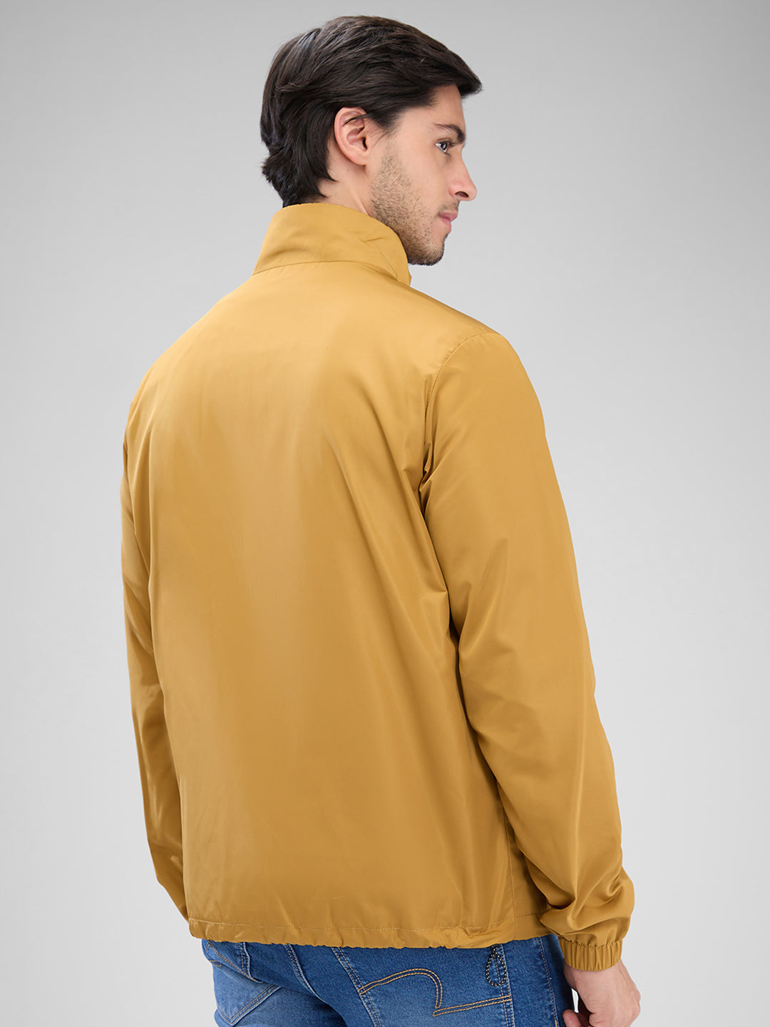 Spykar Mustard Yellow Polyester Full Sleeve Jacket For Men