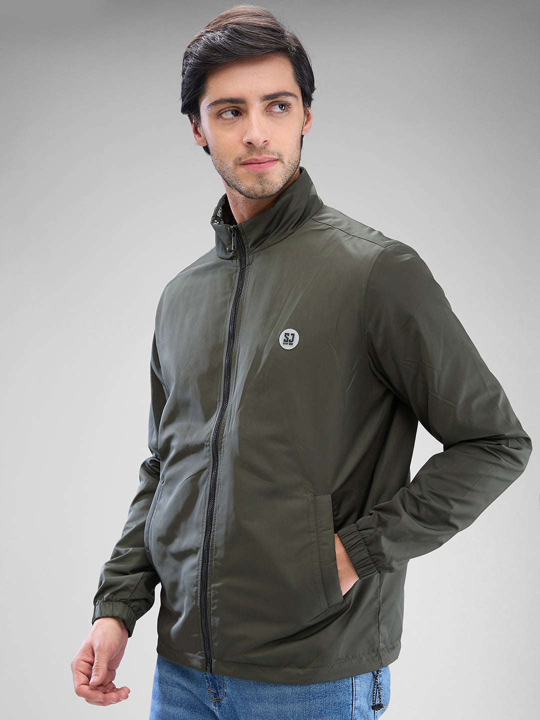 Spykar Rifle Green Polyester Full Sleeve Jacket For Men