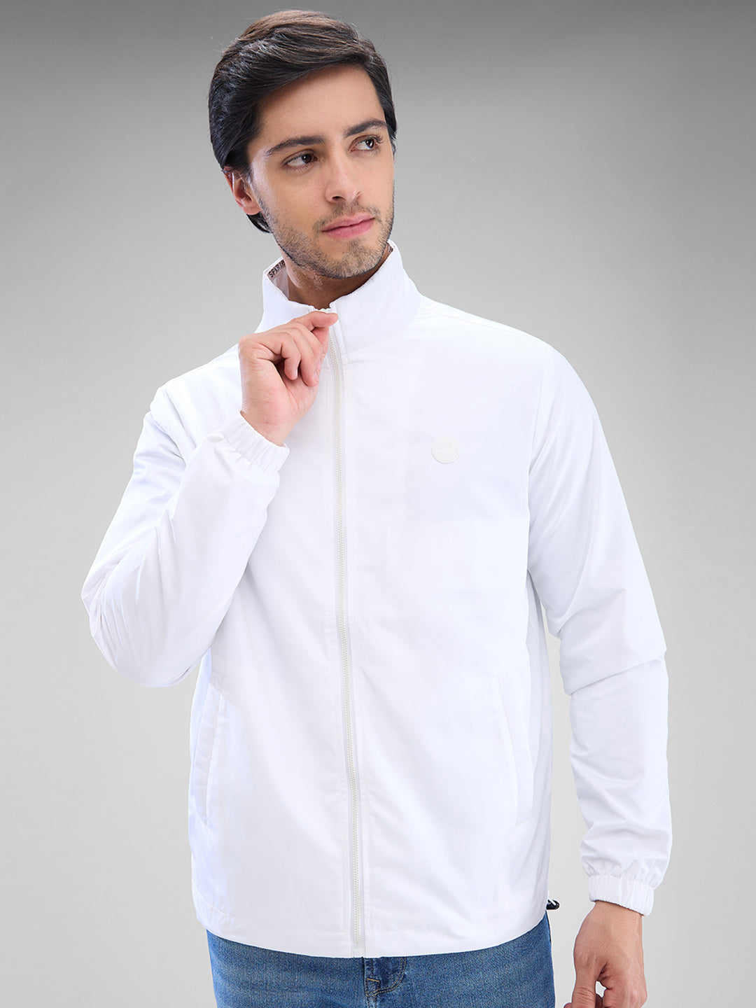 Spykar White Polyester Full Sleeve Jacket For Men